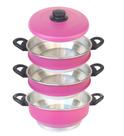 panela de vapor duplo color ROSA vaporeira para legumes peixes e frutos do mar