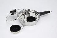 Panela Egg Poacher RUNZI em aço inoxidável com 4 xícaras de 75 mL Panela Egg Poacher RUNZI em aço inoxidável com 4 xícaras de 75 mL