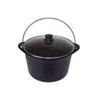 Panela Ferro Fundido Caldeirão Antigo Tampa Vidro 24Cm 4L.
