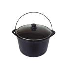 Panela Ferro Fundido Caldeirão Antigo Tampa Vidro 28Cm 6L. - design resistente