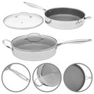 Panela Frigideira Aço Inox 28cm Com Tampa Mimo Style Coleção Isa Scherer Antiaderente e Indução Original