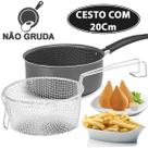 Panela Frigideira Com Cesto de Fritura Fritadeira Antiaderente 2,7 Litros 20cm Multiflon