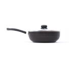 Panela Frigideira Tampa de Vidro WOK 24cm Antiaderente Alumínio
