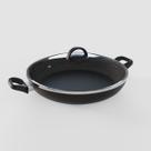 Panela Frigideira Wok 32cm Preta - 5 Camadas Antiaderente Tampa De Vidro - Ficone Reis