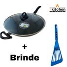 Panela Frigideira Wok Antiaderente Teflon Preto n30 + Brinde Cor:Azul