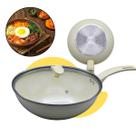 Panela Frigideira Wok Cerâmica Antiaderente 28cm com Tampa Fogão Cooktop Indução Gás Elétrico Pedra Profissional Fritar Ovo Pastel Panqueca Não Gruda