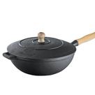 Panela Frigideira Wok em Ferro Fundido com Tampa 28Cm