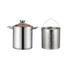 Panela Fritadeira De Aço Inoxidável 3L Com Cesto De Vapor Em Malha, Tampa E Pinça Para Tempura