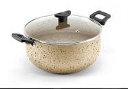 Panela Grande Robusta Teflon Antiaderente Tampa De Vidro N24 Marfim