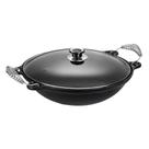 Panela Mineira Wok em Ferro Alça Espiral Tampa Vidro 32cm 4L