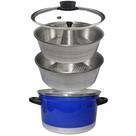 Panela Multiuso 3 em 1 Azul Alumínio com Tampa de Vidro
