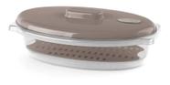 Panela Para Microondas 1L Oval Com Tampa Plasvale 1449 - Panela Para Microondas 1L Oval Com Tampa Plasvale 1449 -