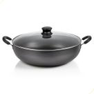 Panela Premium Wok Antiaderente Com Tampa De Vidro 32cm Cor:Grafite