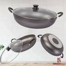Panela Premium Wok Antiaderente Com Tampa De Vidro 32cm Cor:Grafite
