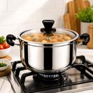 Panela Sopa Aço Inox Fundo Indução Tampa Vidro 18cm 3L e 22cm 4L Cozinha Saudável Premium CHEF D Panela Sopa Aço Inox Fundo Indução Tampa Vidro 18cm 3L e 22cm 4L Cozinha Saudável Premium CHEF D