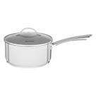 Panela Tramontina Una em Aço Inox com Fundo Triplo e Tampa de Vidro 16 cm 1,4 L