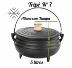 Panela Tripé Com Tampa Ferro Fundido 5 Litros Caldeirão