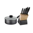 Panela Turim Alumínio Chumbo Antiaderente 18cm 1,4l Ptc + Jogo de Facas Plenus - Tramontina