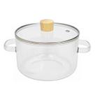 Panela Vidro Canelado Transparente Puxador Bambu 1,5L Cosy