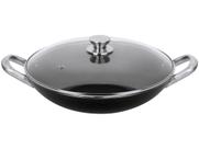 Panela Wok Antiaderente Multiflon de Alumínio - com Tampa Profissional Preto 34cm