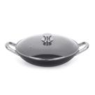 Panela Wok Antiaderente Multiflon de Alumínio - com Tampa Profissional Preto 34cm