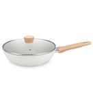 Panela Wok Carmela Vanilla 3,5L 28cm Ceramic-Flon em Alumínio Tampa de Vidro 8405 MTA