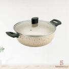 Panela Wok Colore 24cm Tampa de Vidro e Alça AA Cor Bege, Cinza e Vermelho