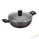Panela Wok Colore 24cm Tampa de Vidro e Alça AA Cor Bege, Cinza e Vermelho