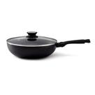 Panela Wok Com Tampa De Vidro 28Cm Black Fortaleza