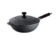 Panela Wok em Ferro Fundido com cabo Silicone Preto