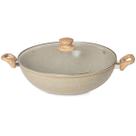 Panela Wok Marble Cerâmic Antiaderente Em Alumínio 34cm 7,0L Cinza Dust Oster