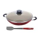 Panela Wok Paris Alumínio Antiaderente 36cm E Espátula De Silicone Verano Vermelho - Tramontina