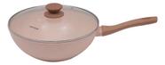 Panela Wok Rosa 28cm Indução Alum. Cerâmico 4mm Style Cook