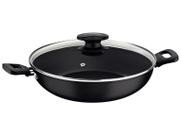Panela Wok Tramontina Com Tampa Alumínio Antiaderente Starflon Max Loreto Grafite 28cm Panela Wok Tramontina Com Tampa Alumínio Antiaderente Starflon Max Loreto Grafite 28cm
