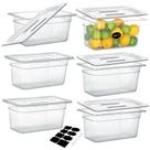 Panelas de alimentos BIEAMA 1/3 tamanho 6" de profundidade em policarbonato transparente 5,6 L