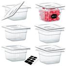 Panelas de alimentos BIEAMA 1/6 tamanho 4" de profundidade com tampas de policarbonato x6