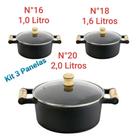 Panelas de Ferro Fundido Com Tampa Vidro Entrega Rápida Kit N16 N18 e N20
