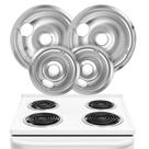 Panelas de gotejamento de fogão elétrico Linda's Essentials, pacote com 4 unidades cromadas Panelas de gotejamento de fogão elétrico Linda's Essentials, pacote com 4 unidades cromadas