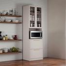Paneleiro 3 Portas 1 Gaveta 70cm Espaço para Forno MDF Rodapé PVC Dobradiças Slow Essence Itatiaia Cinza/Fendi