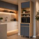 Paneleiro 3 Portas 1 Gaveta Torre Quente Nesher Condessa 70cm 100 MDF Carvalho-Titânio
