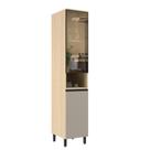 Paneleiro 40 cm 2 Portas com Vidro 100% MDF Naturale/Nude - Andria Móveis Sul