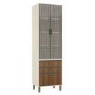 Paneleiro 70 Cm 2 Portas 3 Gavetas Com Vidro Canelado Linea Pátina Ff/avelã Ff