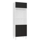 Paneleiro 70cm 3 Portas E 2 Nichos Para Forno Microondas Dor Branco/preto