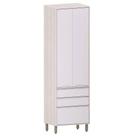 Paneleiro Alto Para Cozinha 2 Portas 3 Gavetas Atenas Cinza Cristal