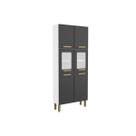 Paneleiro Cozinha Modulado Bella c/ 6 Portas c/ Vidro 80cm Grafite Bertolini