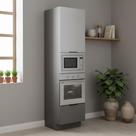 Paneleiro De Cozinha Lumina 600mm Com Rodapé Para Micro e Forno De Embutir 1 porta e 1 Gaveta Cinza Cinza