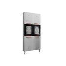 Paneleiro de Cozinha Mirage New Aço c/ 6 Portas c/2Vidro 80cm Branco/Preto - Telasul
