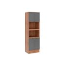 Paneleiro de Cozinha Modulado Bella 2616 Torre Quente c/ 2 Fornos 4 Portas 70cm Nogal/Cinza - Carraro