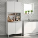 Paneleiro De Cozinha Nina 80cm 4 Portas Branco Brilho