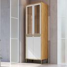 Paneleiro Duplo com 4 Portas e Vidro Reflecta 100% Mdf Vicenza Espresso Móveis